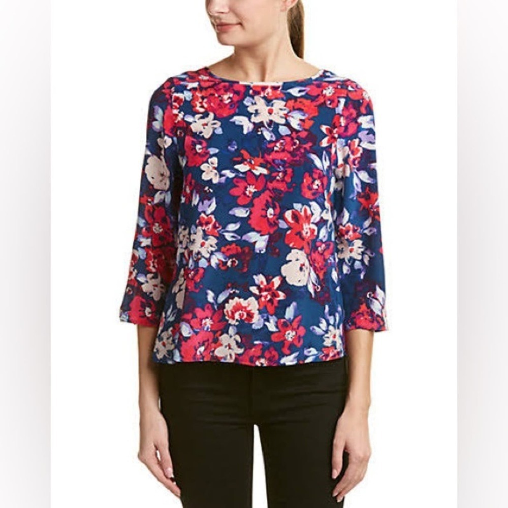 Yumi Kim Turn Around Split Back Elbow Length Sleeve Silk Blouse Size Small